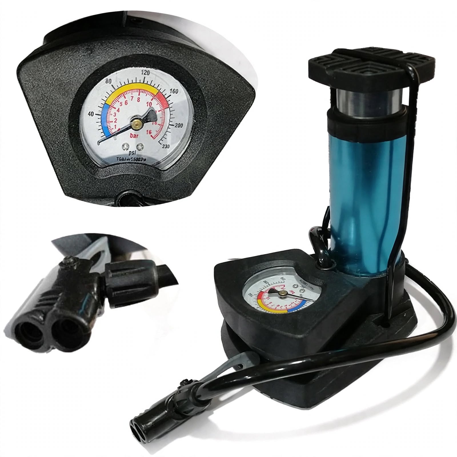 Foot And Hand Air Pump With Air Pressure Gauge – Fast Portable Car Bike And Cycle Inflator For Tires Balls And Inflatables
